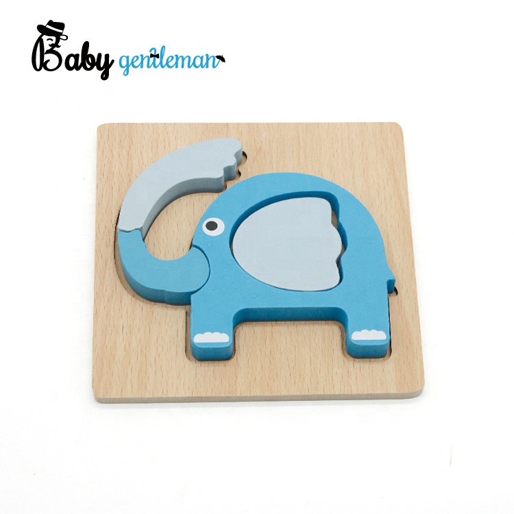 Бесплатный образец Мини Деревянный 3d слон пазл для малышей Z14051D