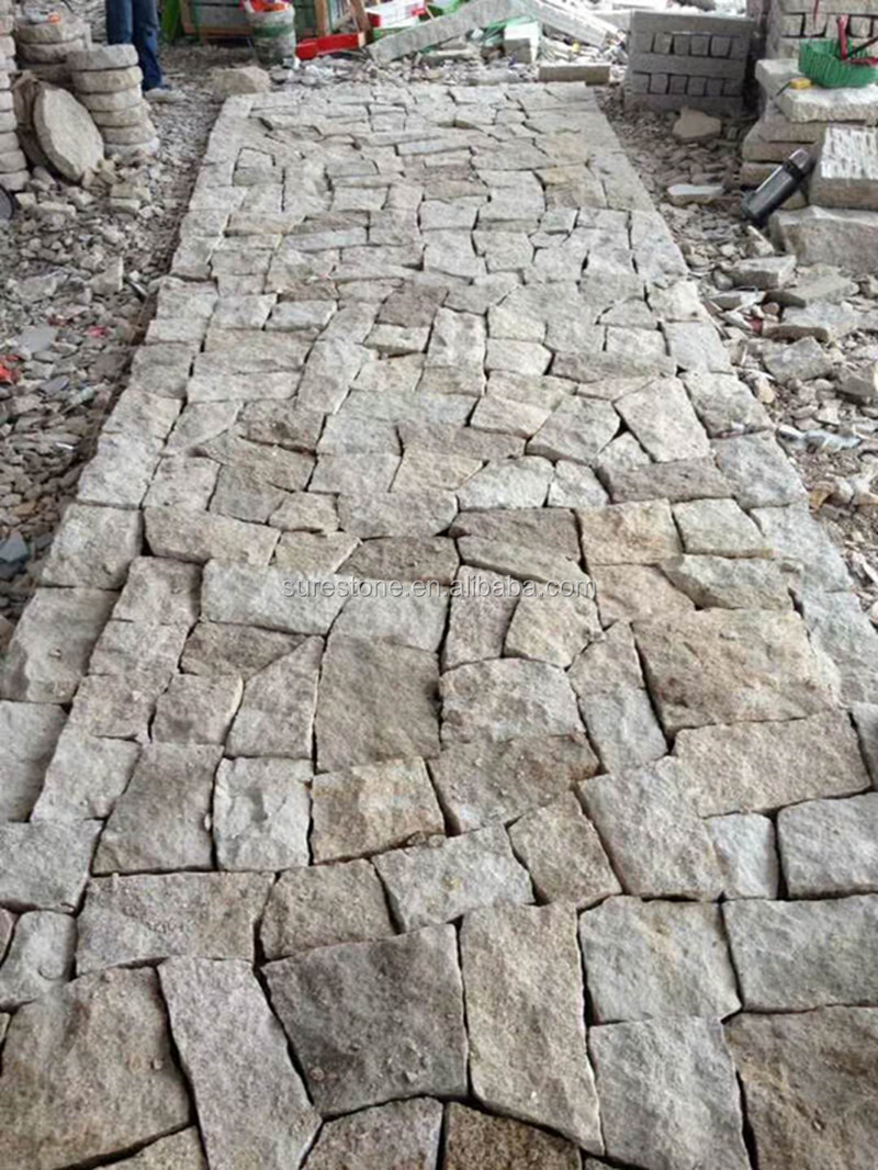 用于铺路和块花岗岩的黄锈花岗岩立方体石头