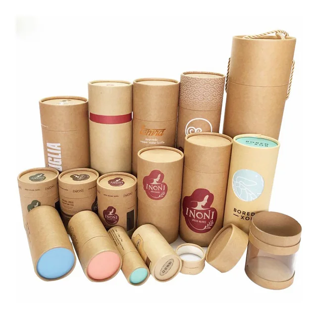 Custom Recycled Luxury Round Gift Kraft Paper Box Packaging Tube