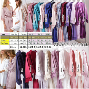 high quality soft matte satin bridesmaid robe with lace