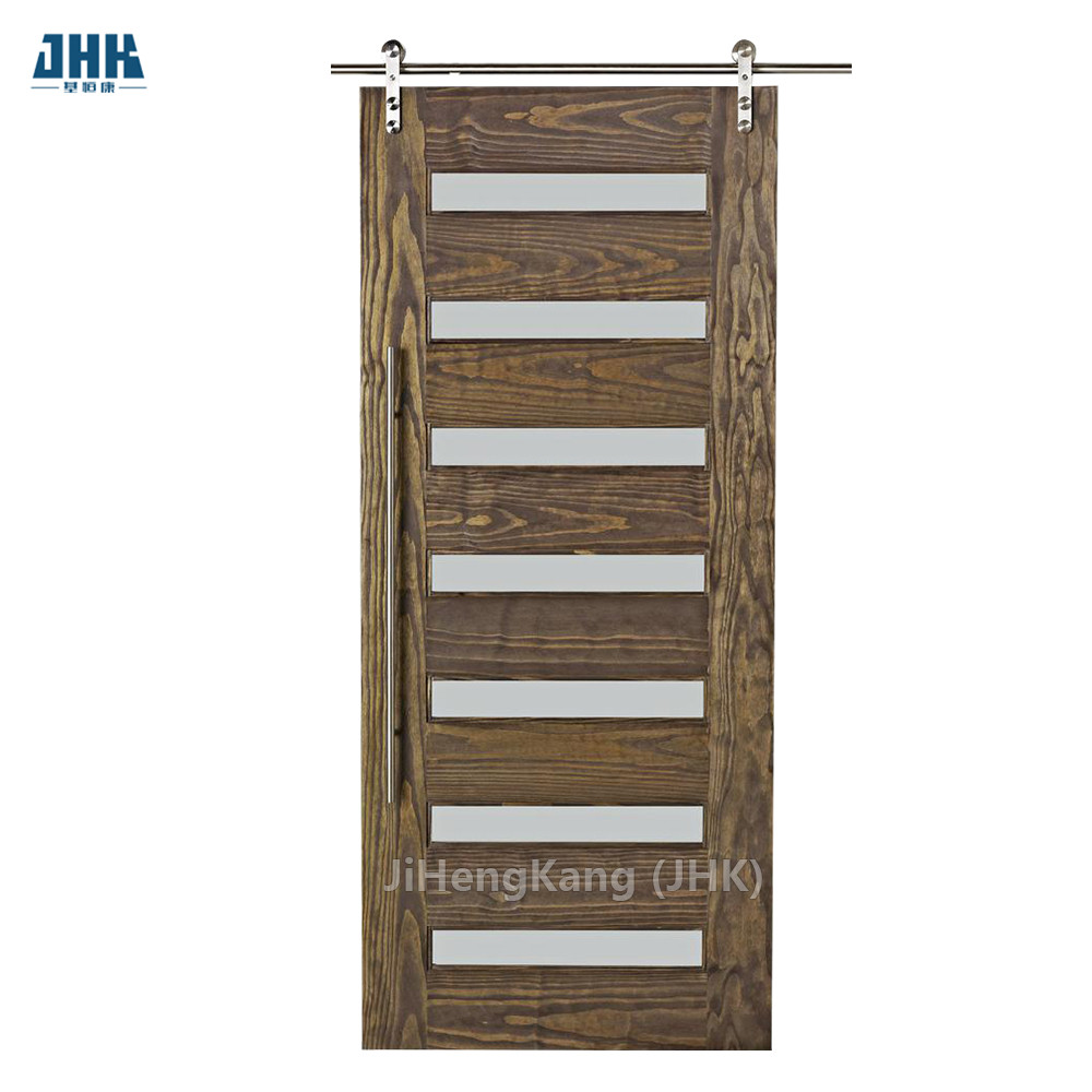 JHK-G01 Myanmar Pembeli Kayu Jati Kaca Buram Interior Pintu Gudang