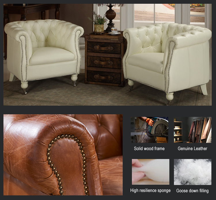 New premium leather sofa chair for living room club  chairs sofa vintage loft industrial furniture