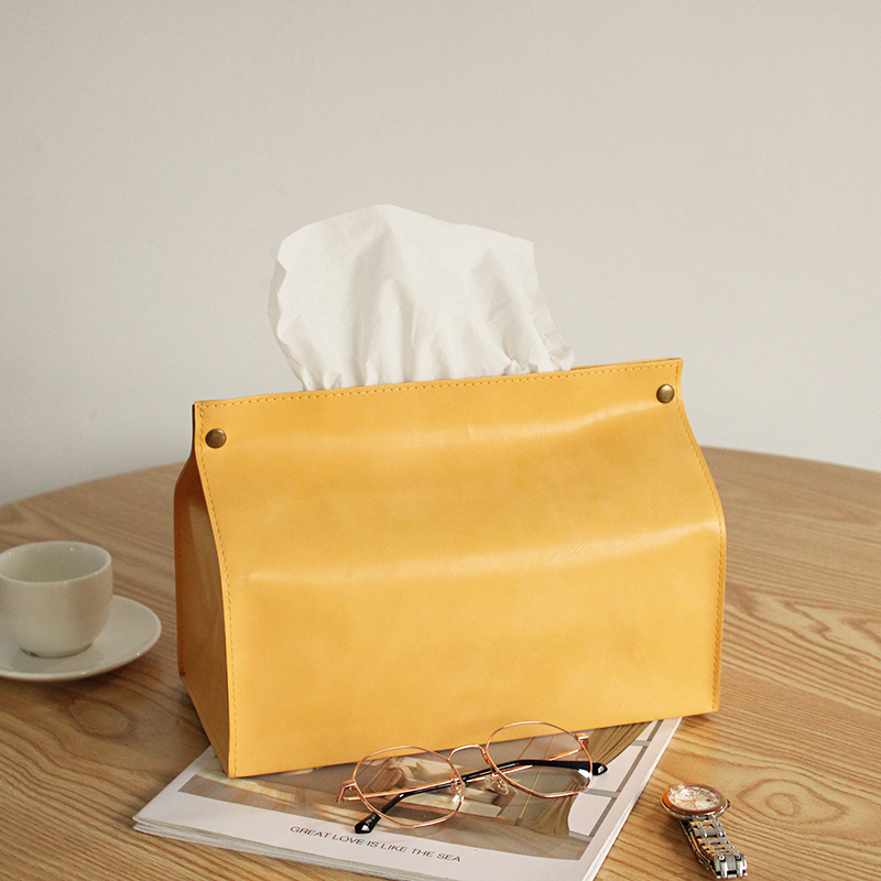 Factory Stock Pu Leather Cover Soft Tissue Box with Custom Logo