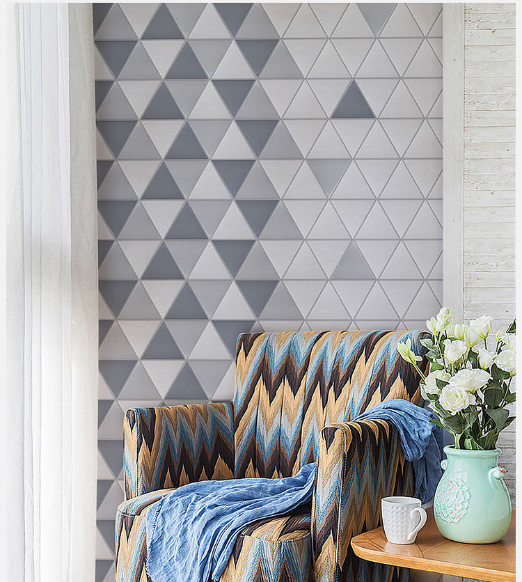 灰色大尺寸三角形凹面凸面 3d 特征墙浴室瓷砖卧室淋浴