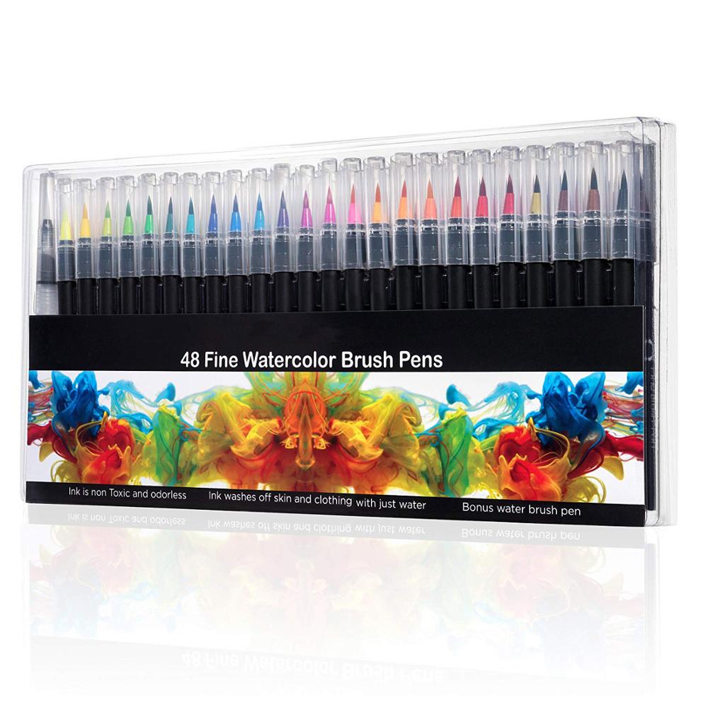 12//48//120 Colors Fineliner Dual Tip Brush Pens Drawing Painting Art Marker Pens