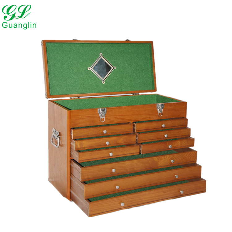 Большой деревянный шкаф для инструментов с 9 выдвижными ящиками