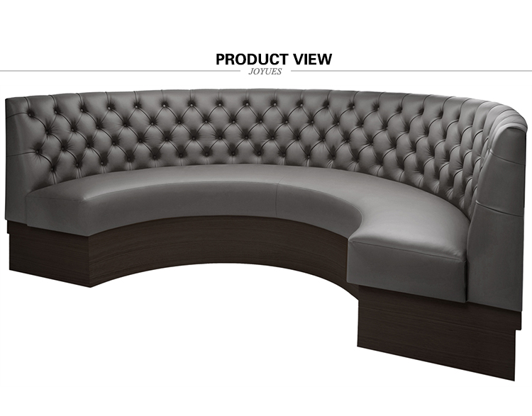 Costom leather or fabric studded u shape half round curved restaurant booth sofa