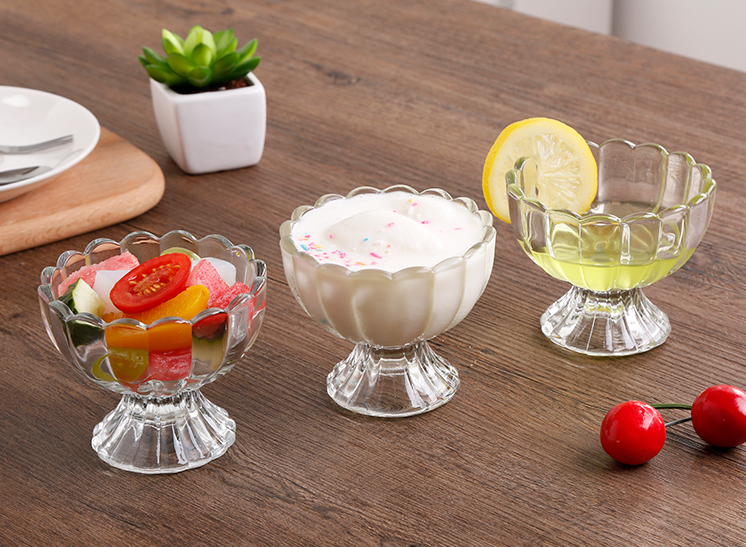 Glass Footed Ice Cream Dessert Dish Bowl