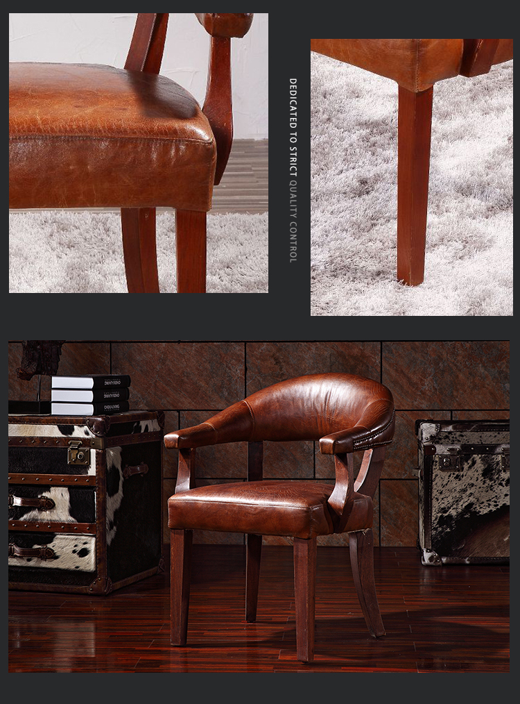 French Upholstery wooden chair antique leather design luxury dining chairs hotel VIP room armchairs