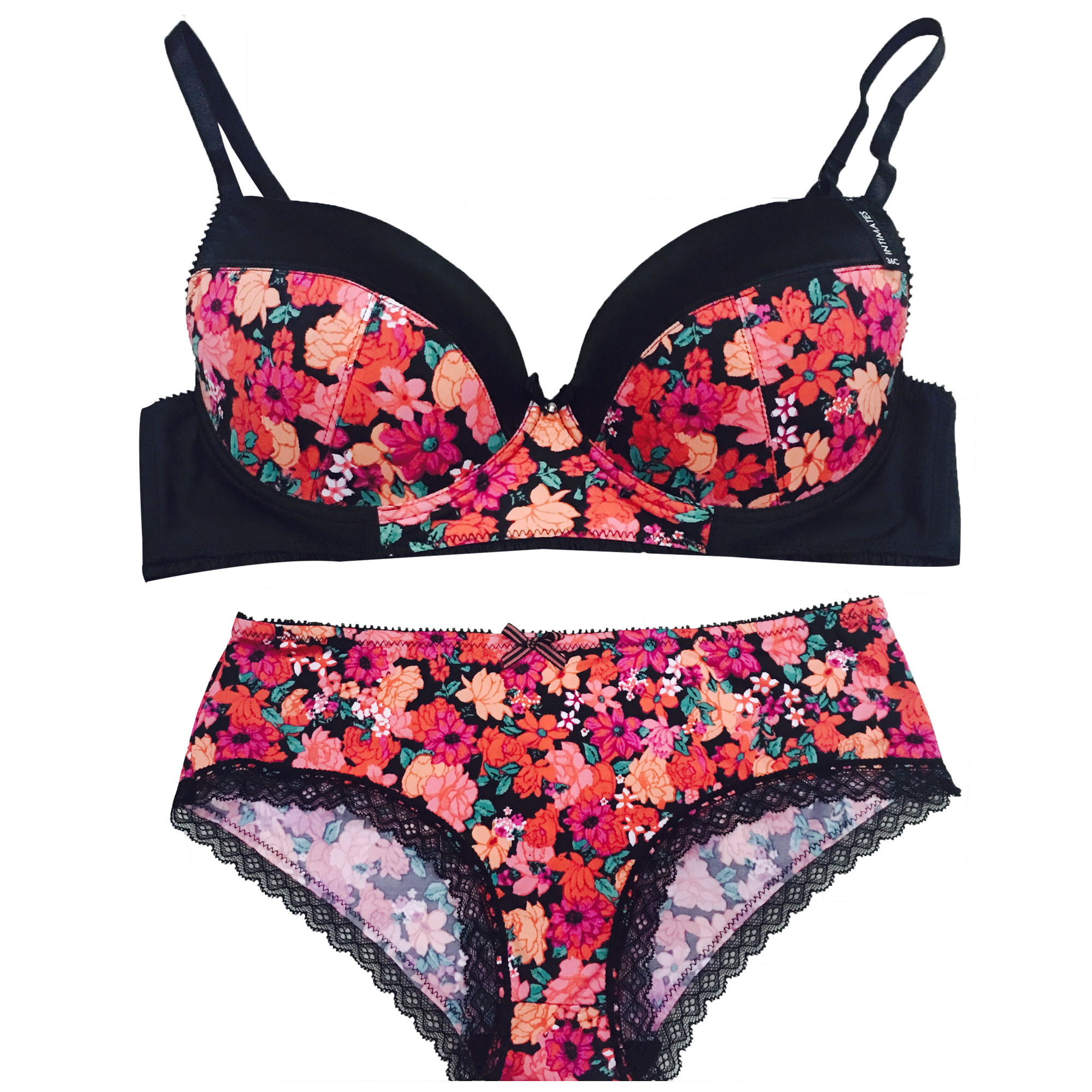 新设计 ropa 内部女性内衣套装与美丽的花印花胸罩 penty