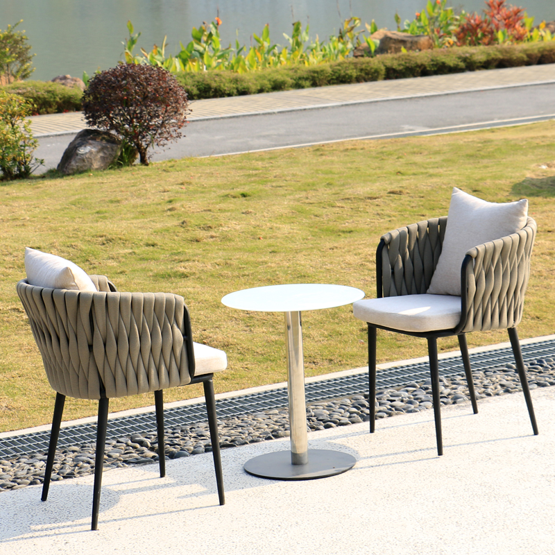 Wrought iron garden table and chair outdoor rattan wicker furniture