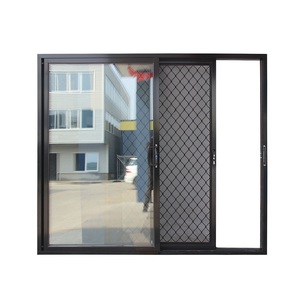 Australia commercial system aluminum frame sliding door with stainless steel security grill cheap sliding door