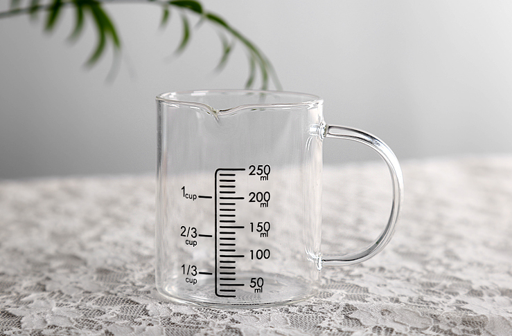 250ml/1cup glass measuring cup borosilicate glass measuring cup with handle