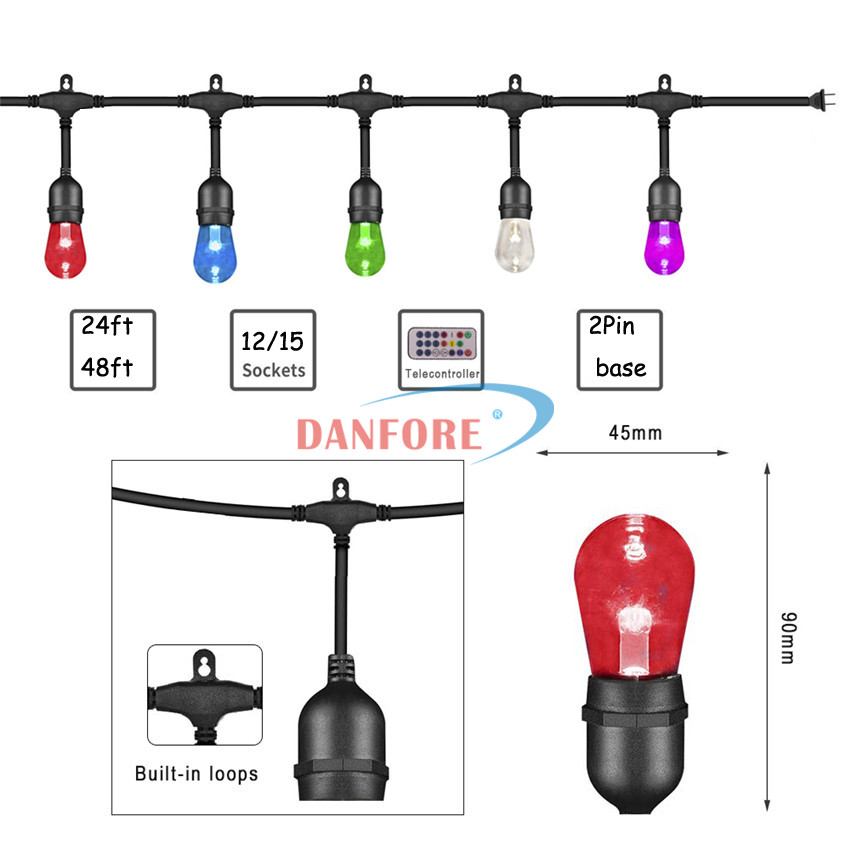 Wholesale waterproof IP65 outdoor patio lights led outdoor partio string Christmas led string lights
