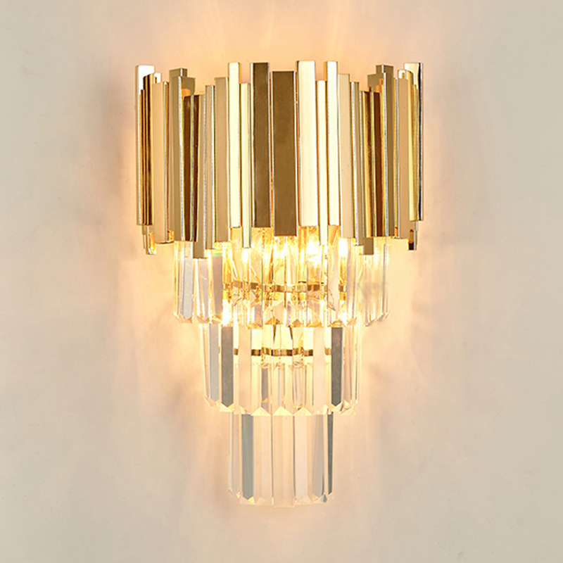 Hot selling double layer crystal hotel wall lamp