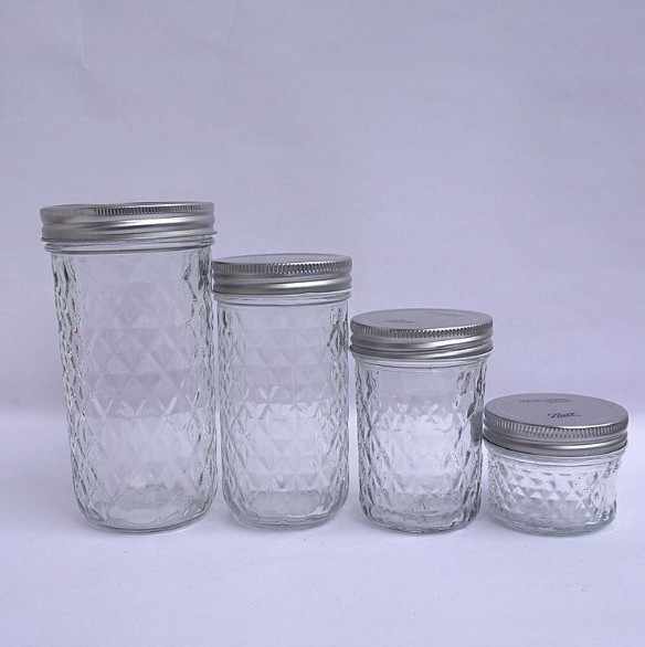 100ml 200ml 280ml 380ml 500ml 650ml square clear glass jar for jam and pickle with metal lid