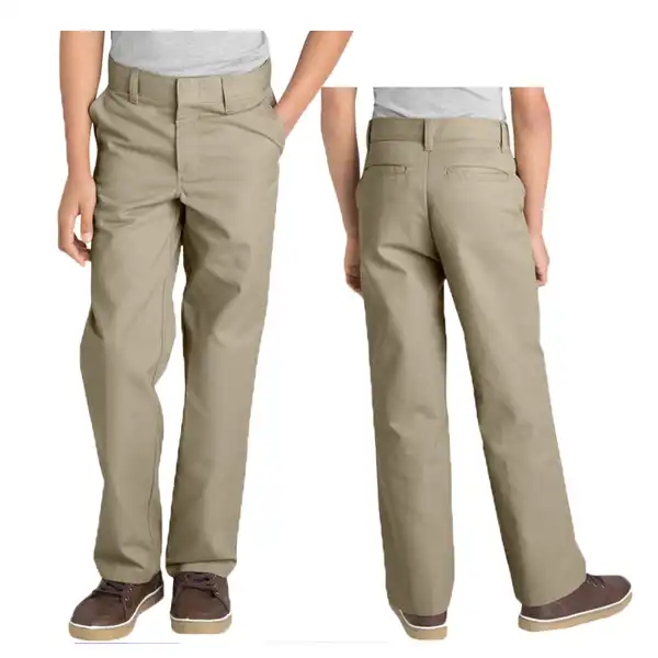 Wholesale Boys School Uniform Slim Fit Pants in Khaki by Size