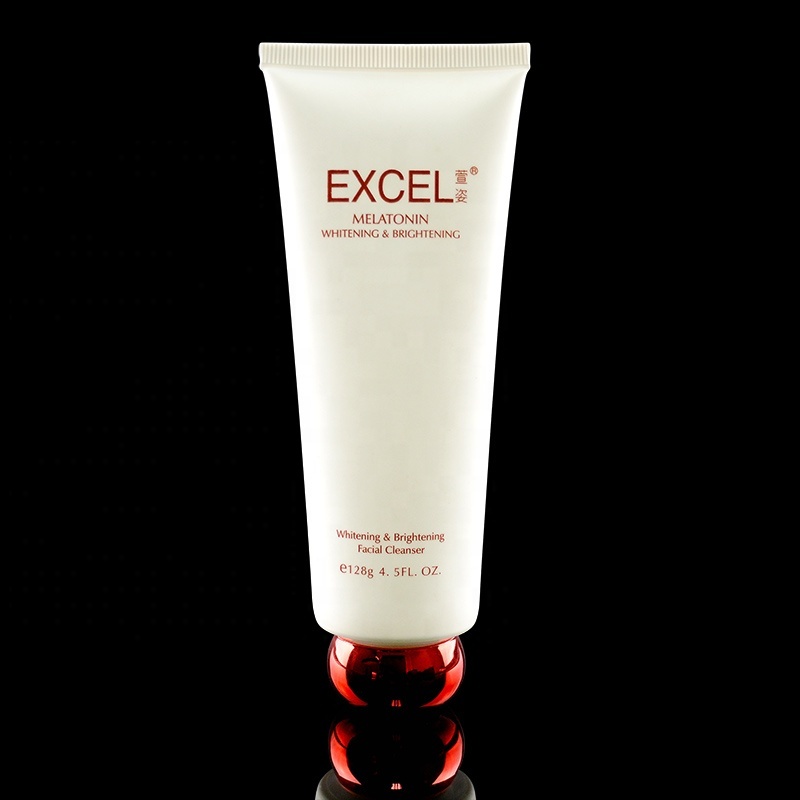 OEM 120ml Eco friendly Whitening And Brightening Facial Cleanser Cosmetic Tube with Red Metal Domed Cap