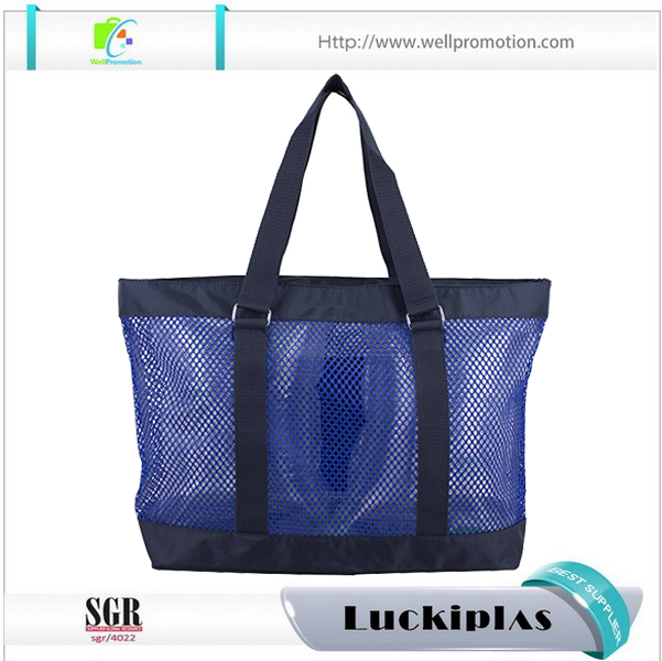 borse da donna rosa all'ingrosso borsa da spiaggia in rete con tasca frontale aperta