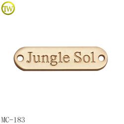 Wholesale swimwear accessories matte gold small engraved logo metal label sew on scarf