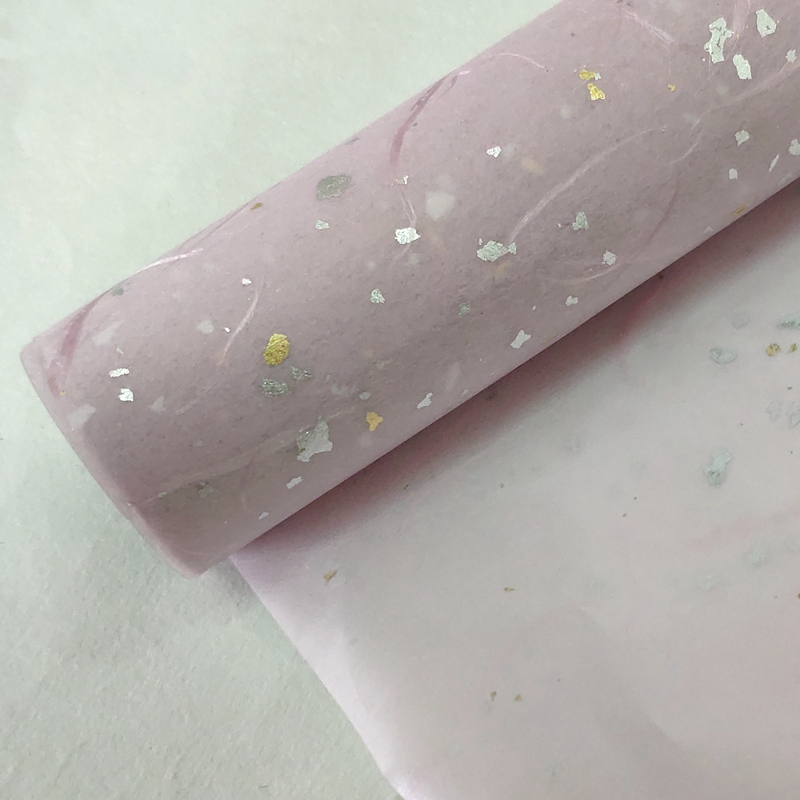 BOPP laminated shiny me<i></i>tallic foils embedded waterproof flower wrapping paper 60cm x 5m