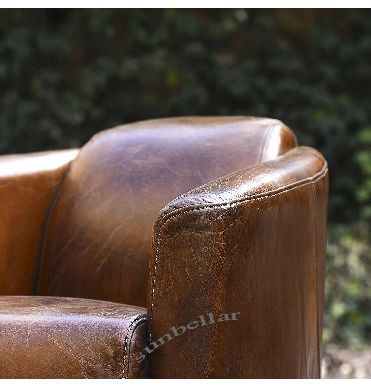 retro vintage brown leather sofa chair genuine leather recliner chair home bar living room club antique leather armchairs UK