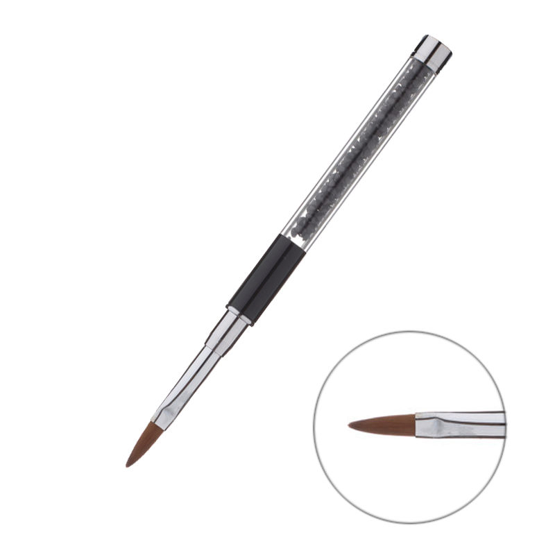 Rhinestone Nail Art Brush Pen Metal Acrylic Handle Gradient Carving Powder UV Gel Liner