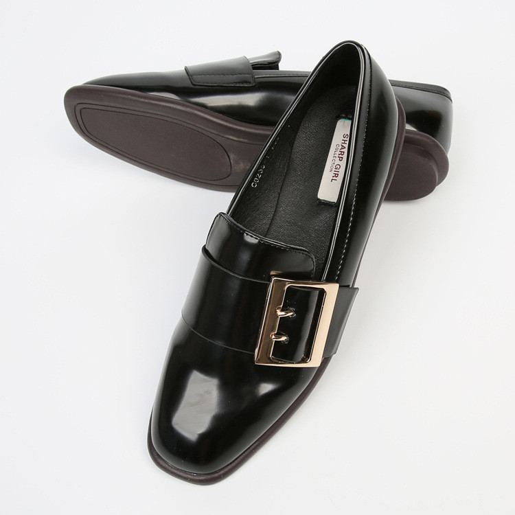 Элегантные черные женские туфли на плоской подошве с квадратным носком