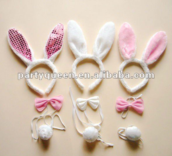 Pink Unicorn Set 2 Pcs Adult Fluffy Tail Ears Headband Easter Party Accessory