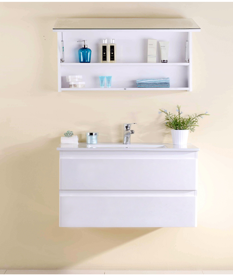 FSC certified bathroom cabinet Modern Single Sink Laminated Plywood Bathroom Cabinet with Mirror Cabinet