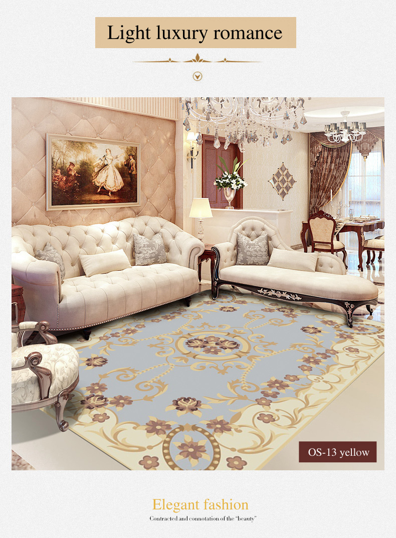 Customize Sizes Bottom Non-slip Design Polyester Fabricn Decorative Europe Style Home and Hotel Carpet