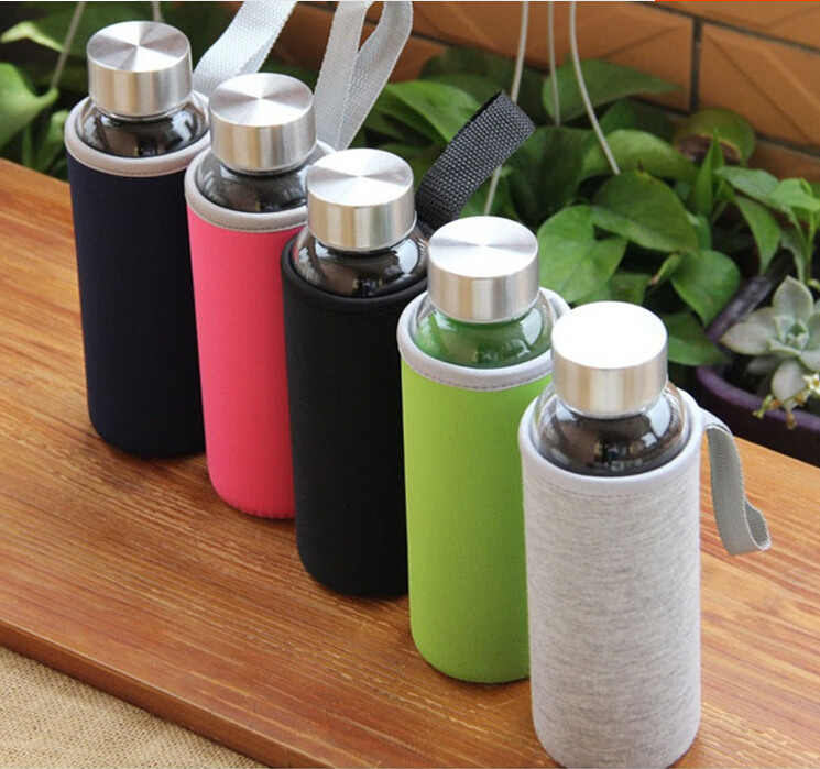 18.5 Oz Glass Water Bottle-l Glass Bottle Tea Cup Tea Bottle And Handmade Colorful Handle Nylon Sleeve