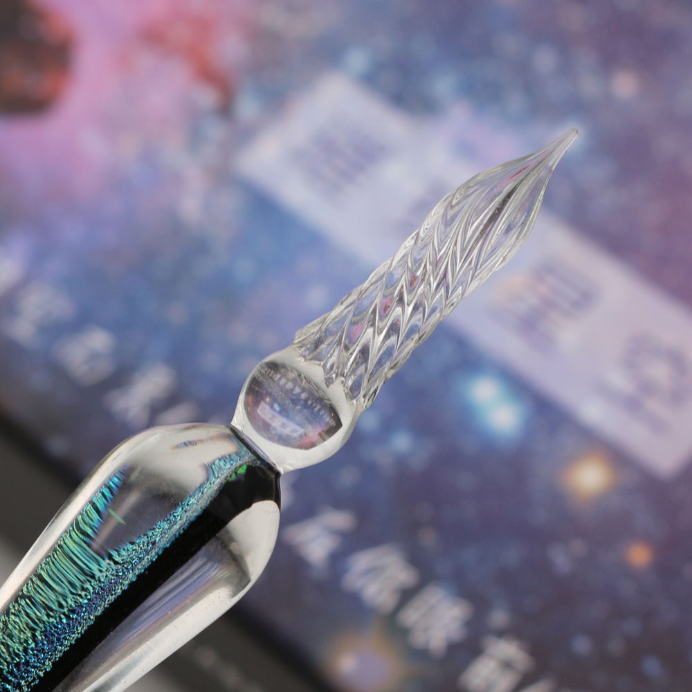 玻璃浸渍笔手工玻璃签名笔书写水晶笔完美礼物为父亲节圣诞节