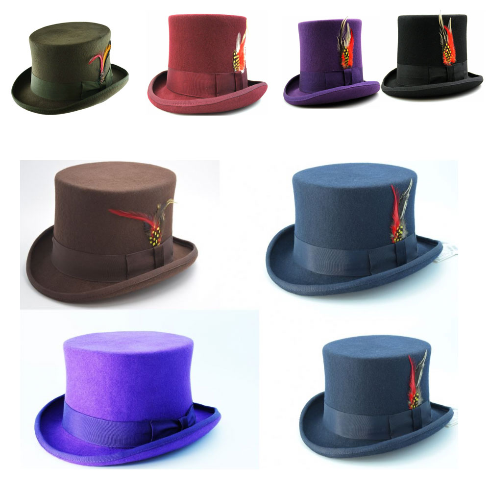 Mens Quality Hand Made 100/% Wool Top Hat Wedding Ascot Racers Adults Fancy Dress