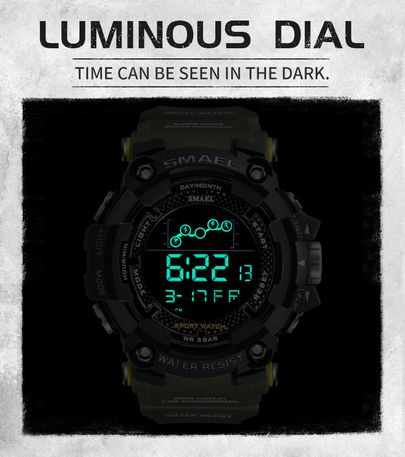 New design SMAEL 1802 sport digital watch water resistant electronic silicone wrist watch