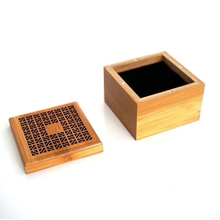 Bamboo wood Incense Burner incense box with Coil Incense Storage Drawer