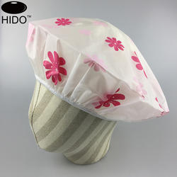 Customized printed single layer reusable PEVA plastic shower caps