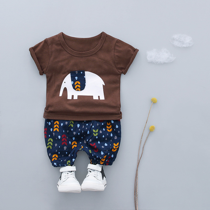 Elephant and leaves summer suit importing bulk wholesale baby clothes boy from china