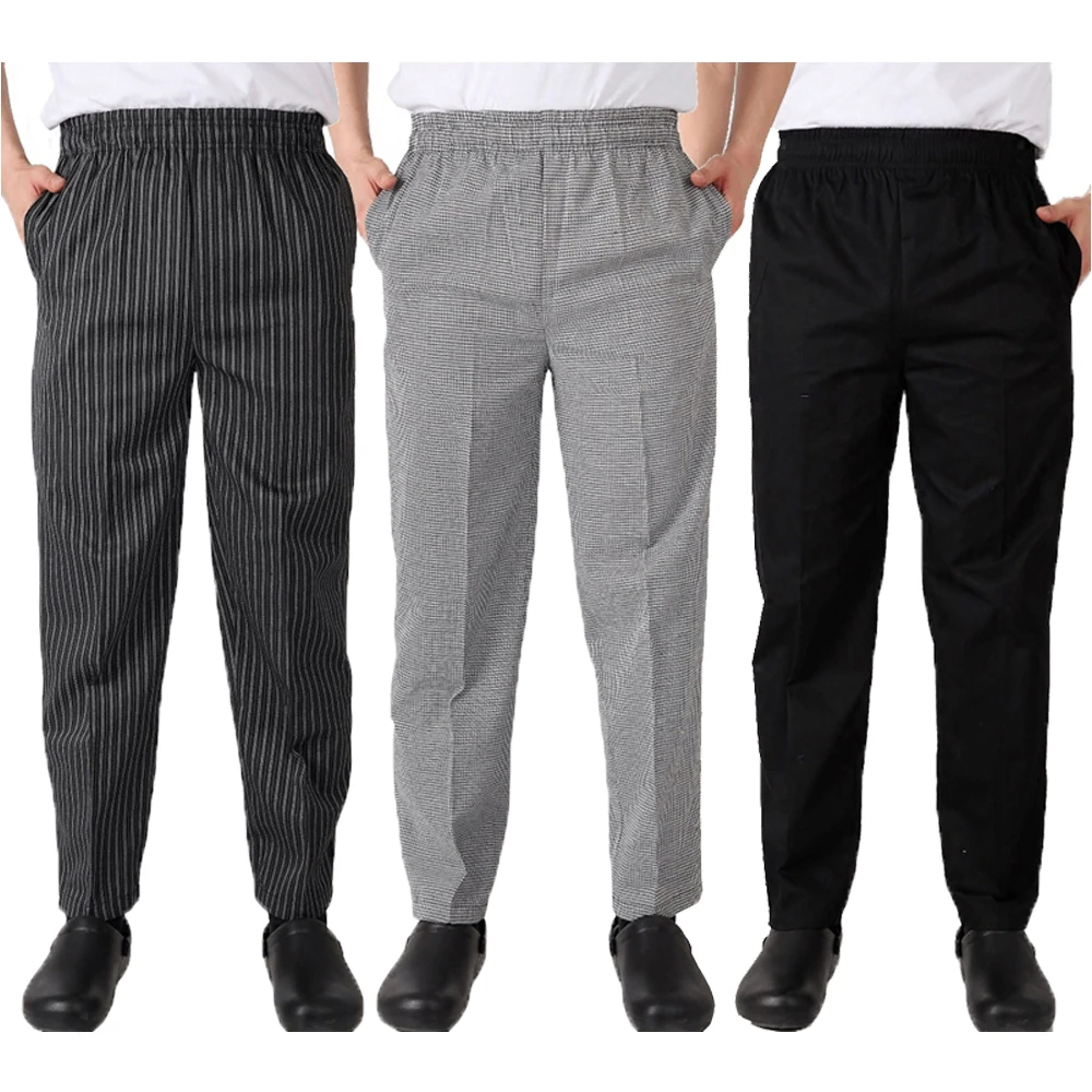 Professional Traditional Unisex Baggy Chef Pants Kitchen Trousers Elastic Waist