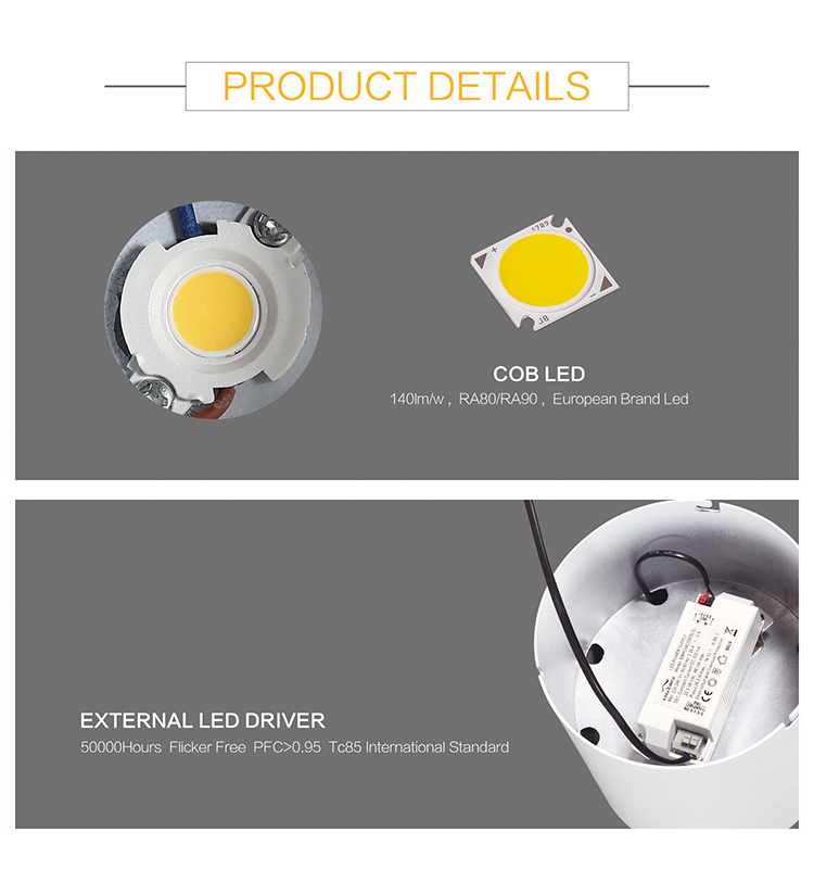 LED Light 15w 45w led surface mounted cylinder pendant downlight lighting 25w 35w cob ceiling lamp for hair mobile shop