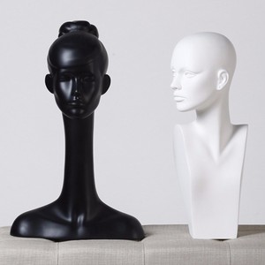 Glossy white FRP female head dummy for scarf display