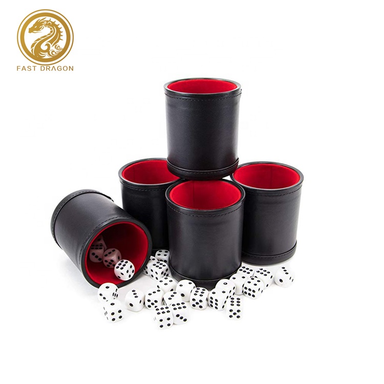 Custom pu leather dice shaker cups set