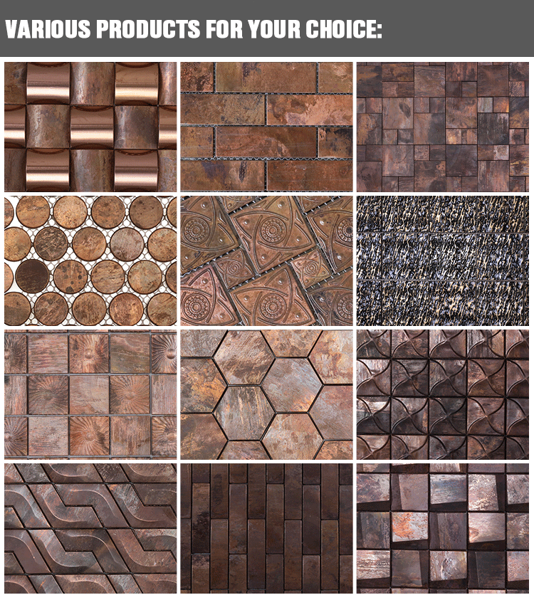 Building Material Brushed Metal Pattern Wall Mosaic Square Rushed Production Bronze Metal Tile Mosaic For Home Decorating