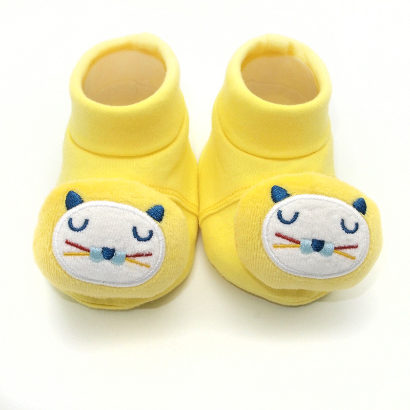 Милые детские носки из 100% хлопка, детская обувь с плюшевой игрушкой для малышей 3-6 месяцев