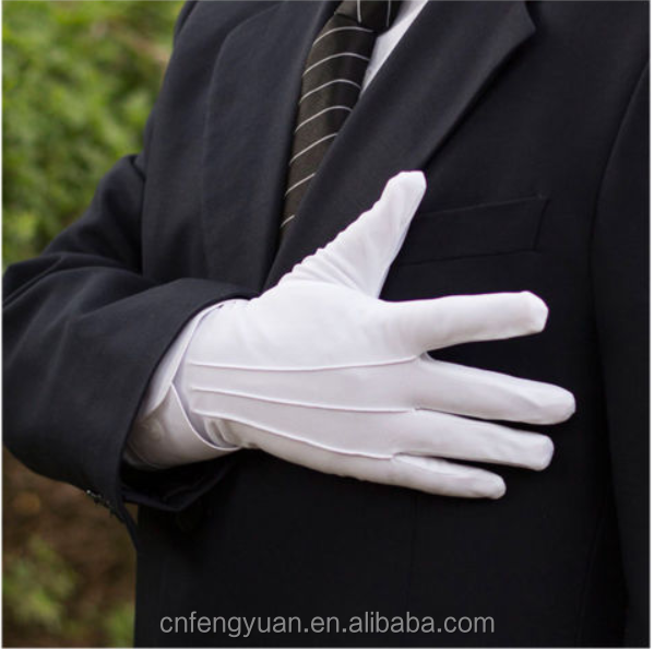fy时尚新款男士纯棉白色燕尾服手套正装护卫礼仪手套军装白手套