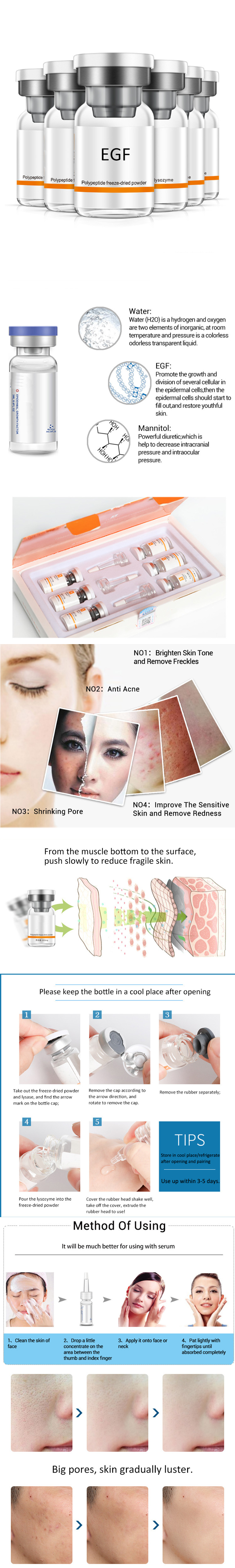 OEM  Epidermal Growth Factor EGF Lyophilized Powder Serum Skin Care