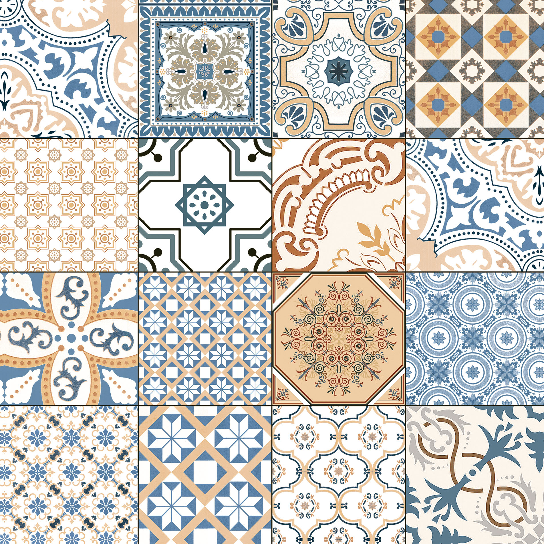 Hain Cartoon Pattern Decorative Design Classic Style Restaurant Blue Color Floor Rustic Matt Surface Tile