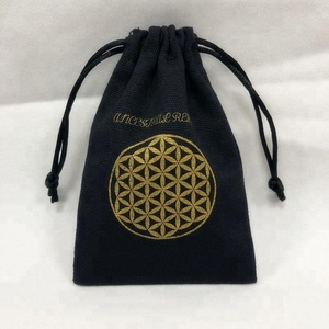 custom black wholesale cotton drawstring bags with gold logo