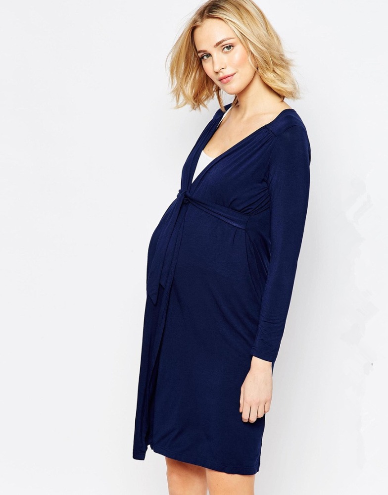 Высококачественная темно-синяя трикотажная одежда для беременных и кормящих женщин