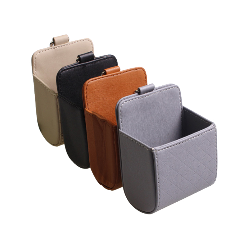 SN-H-073 кожаная автомобильная коробка для хранения монет, телефона, сумка, карманный органайзер, органайзер для вентиляции автомобиля с крючком